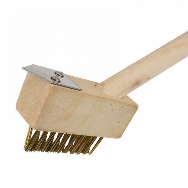 Birste bruģa tīrīšanai ar skrāpi un koka kātu 125cm. 1gb