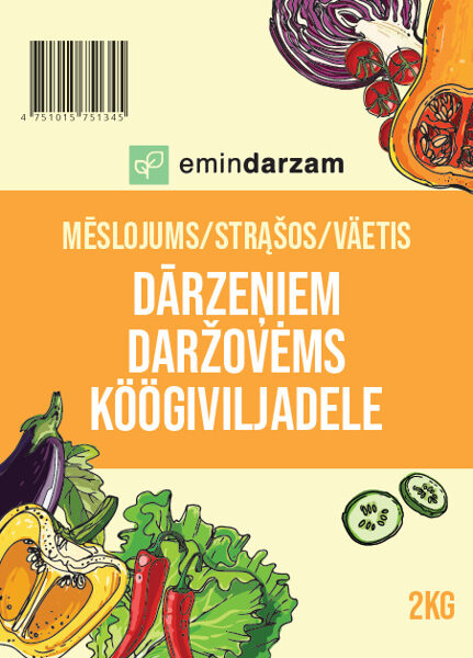 Granulēts mēslojums dārzeņiem. 2kg