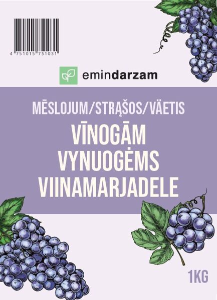 Granulēts mēslojums bez hlora vīnogām. 1kg