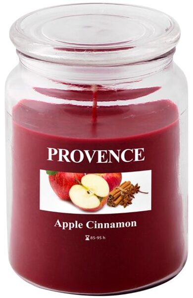 Svece aromātiskā stikla burkā ar vāku Ābols Un Kanēlis. 1gb